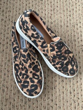 Steve Madden Leopard-Print Slip-On Sneakers - Tan & Black